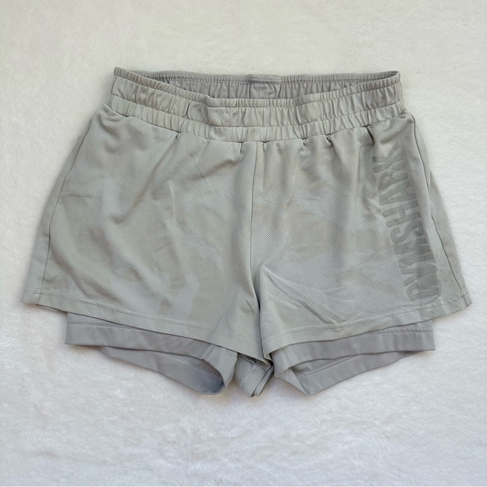 Gymshark GS Power Loose Shorts Gray Camo Two Layer Size Medium